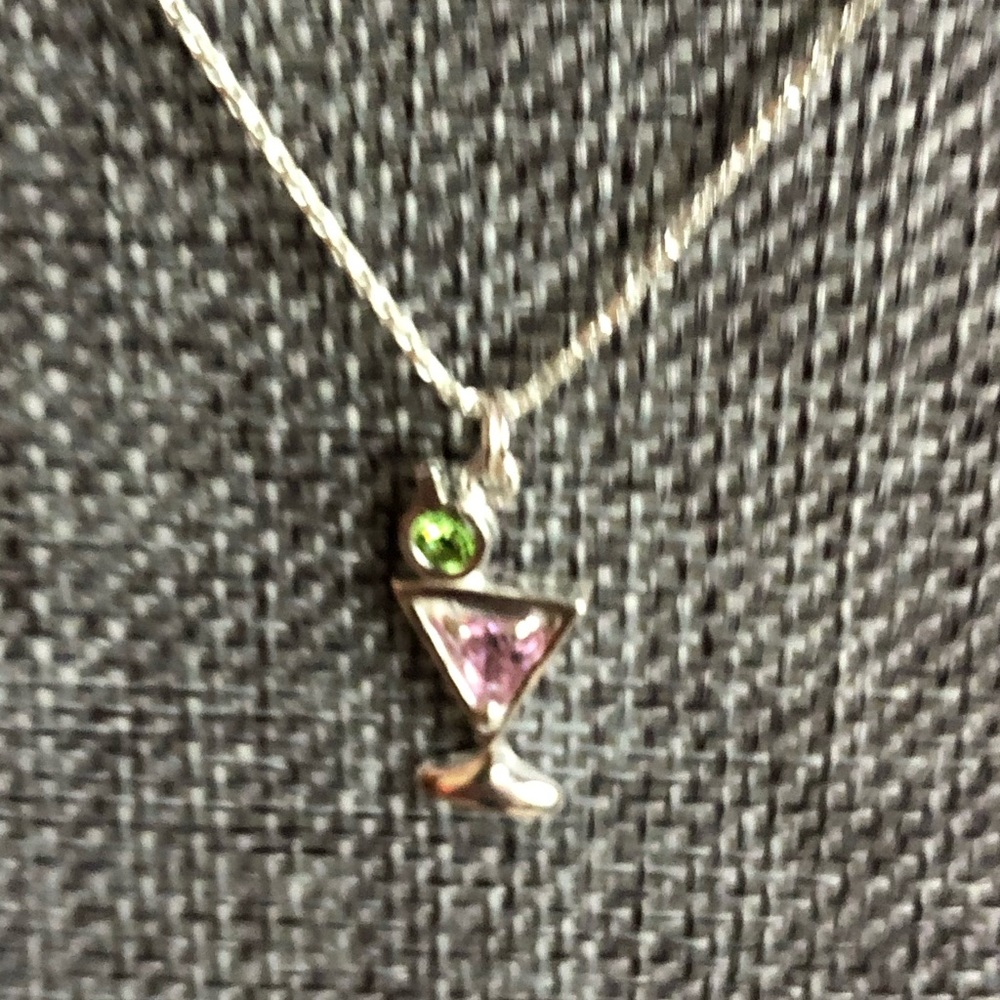 Sterling Silver Martini Glass Necklace - Picture 4 of 10